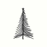 Kerstmis boom silhouet hand- getrokken illustratie Aan wit achtergrond vector