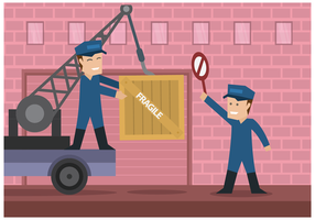 Worker Men Moving Boxes Illustratie Vector