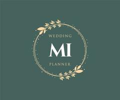 mi initialen brief bruiloft monogram logos verzameling, hand- getrokken modern minimalistisch en bloemen Sjablonen voor uitnodiging kaarten, opslaan de datum, elegant identiteit voor restaurant, boetiek, cafe in vector