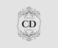 CD initialen brief bruiloft monogram logos verzameling, hand- getrokken modern minimalistisch en bloemen Sjablonen voor uitnodiging kaarten, opslaan de datum, elegant identiteit voor restaurant, boetiek, cafe in vector