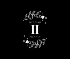 ii initialen brief bruiloft monogram logos verzameling, hand- getrokken modern minimalistisch en bloemen Sjablonen voor uitnodiging kaarten, opslaan de datum, elegant identiteit voor restaurant, boetiek, cafe in vector