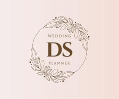 ds initialen brief bruiloft monogram logos verzameling, hand- getrokken modern minimalistisch en bloemen Sjablonen voor uitnodiging kaarten, opslaan de datum, elegant identiteit voor restaurant, boetiek, cafe in vector