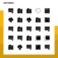25 multimedia icoon reeks solide glyph icoon vector illustratie sjabloon voor web en mobiel ideeën voor bedrijf bedrijf