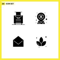 modern reeks van 4 solide glyphs pictogram van bagage bericht plaats Indië lotus bewerkbare vector ontwerp elementen