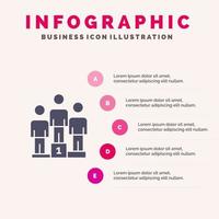 winnaars voetstuk podium winnaars solide icoon infographics 5 stappen presentatie achtergrond vector