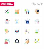 16 vlak kleur coronavirus covid19 icoon pak zo net zo controleren lijst medisch infectie gezondheidszorg virus virale coronavirus 2019november ziekte vector ontwerp elementen