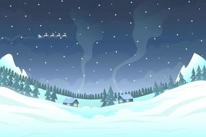 winternacht in het dorpslandschap vector