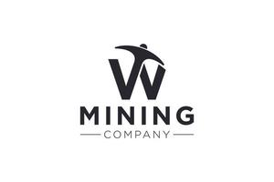 brief w mijnbouw logo icoon ontwerp sjabloon vector illustratie
