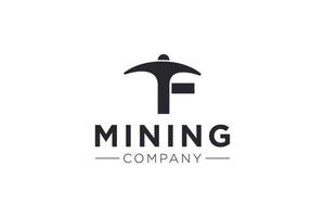 brief f mijnbouw logo icoon ontwerp sjabloon vector illustratie