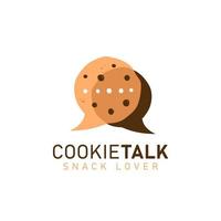 cookie cookies praten logo pictogram symbool met twee cookies in bubble comic spreken discussie praten vorm illustratie vector