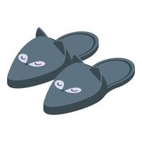 zwart kat slippers icoon isometrische vector. huis schoen vector