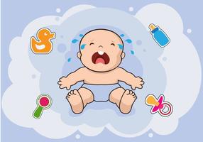 Schreeuwende Baby Met Babyelementenvectoren vector