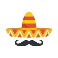 Mexicaans sombrero snor icoon vlak geïsoleerd vector