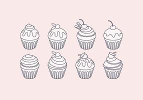 Vector overzicht Cupcake Set