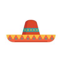 Mexicaans sombrero hoed icoon vlak geïsoleerd vector