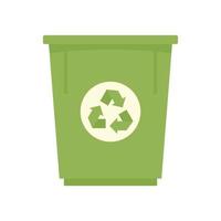 groen recycle bak icoon vlak geïsoleerd vector