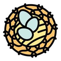 kwartel nest eieren icoon kleur schets vector