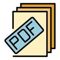 pdf het dossier verslag doen van icoon kleur schets vector