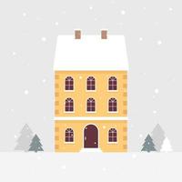 vector winter illustratie Scandinavisch huis