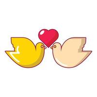 bruiloft duiven met hart icoon, tekenfilm stijl vector