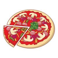 pizza Mozzarella icoon, tekenfilm stijl vector