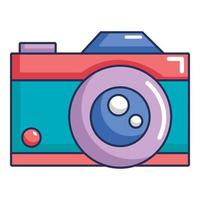 retro camera icoon, tekenfilm stijl vector