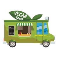 veganistisch busje mobiel tussendoortje icoon, tekenfilm stijl vector