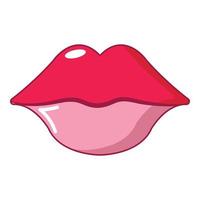 rood roze lippen icoon, tekenfilm stijl vector