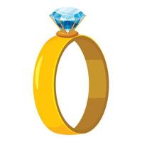 goud ring met diamant icoon, tekenfilm stijl vector