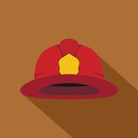 rood brandweerman helm icoon, vlak stijl vector