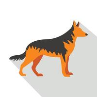 Duitse herder hond icoon, vlak stijl vector