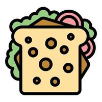 belegd broodje lunch icoon kleur schets vector
