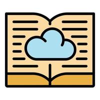 boek lezen gegevens wolk icoon kleur schets vector