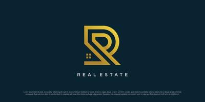 brief r logo ontwerp vector met creatief huis concept