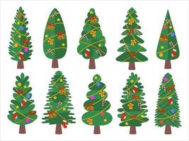 Kerstmis pijnboom boom met ornamenten vector