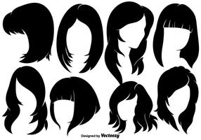 Mooie Vrouw Met Haarstijlen Silhouetten - Vectorelementen