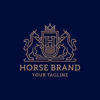 heraldiek paard lijn kunst logo ontwerp vector