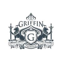 wijnoogst griffioen, griffon logo ontwerp vector