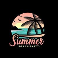 zonsondergang, zomer strand logo ontwerp vector