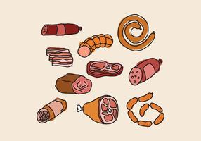 Charcuterie Meats Doodles vector