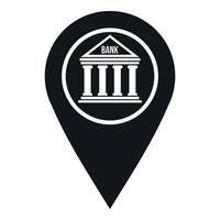 kaart pin icoon met bank teken icoon, gemakkelijk stijl vector