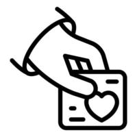liefdadigheid geld kaart icoon schets vector. vrijwilliger investeerder vector