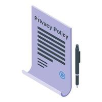 privacy het beleid papier icoon isometrische vector. gegevens informatie vector