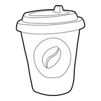 plastic kop van koffie icoon, schets stijl vector