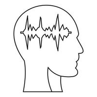 equalizer binnen menselijk hoofd ik icoon, schets stijl vector