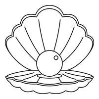 zee schelp met parel icoon, schets stijl vector