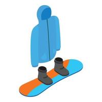 snowboarden uitrusting icoon isometrische vector. snowboarden jasje bagageruimte snowboard vector