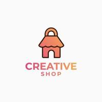 creatief winkel logo, transactie logo ontwerp, handel ontwerp concept, huis logo, huis logo, liefde winkel ontwerp vector