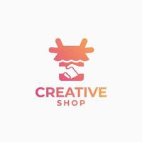 creatief winkel logo, transactie logo ontwerp, handel ontwerp concept, huis logo, huis logo, liefde winkel ontwerp vector