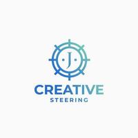 creatief stuurinrichting logo, wiel logo, marinier ontwerp, boot logo, jacht ontwerp, richting logo concept vector